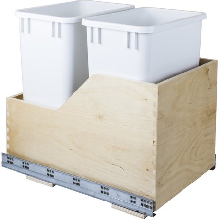 HARDWARE RESOURCES 35 qt Trash Can, White, White Birch CAN-WBMD35WH